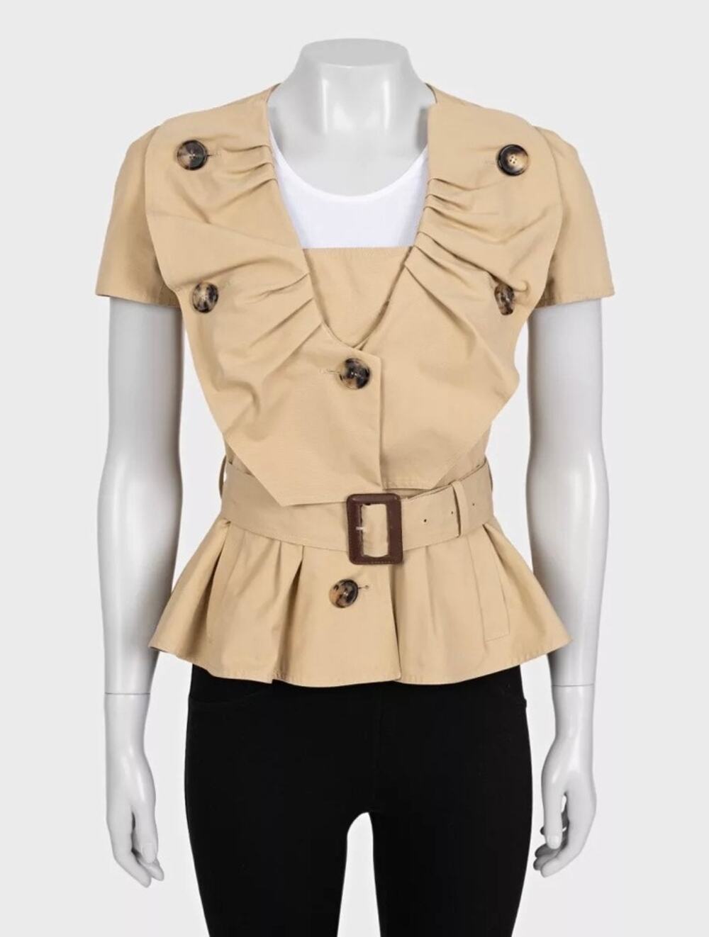 Christian Dior Vintage Brown Cotton Short-Sleeve Jacket Sz.36/ S
